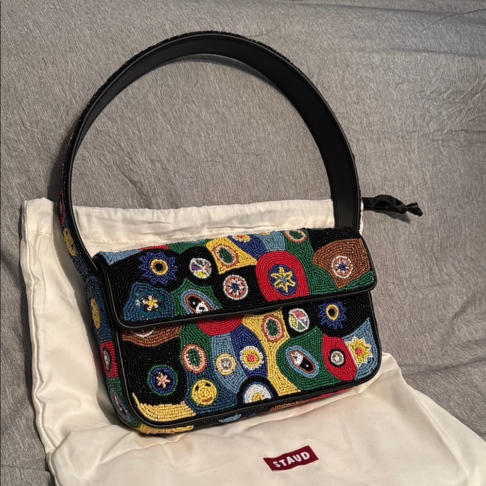 Staud Black Millefiori Beaded Women's Shoulder Bag